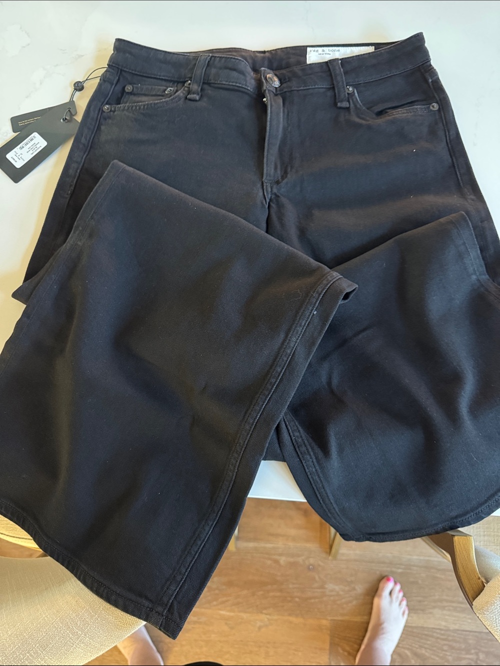 Rag & Bone Aiden Low-Rise Wide-Leg Jeans Black Size 27 NWT - Picture 8 of 13